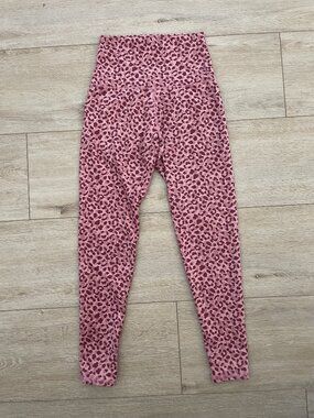 Barre3 Pink Leopard Print High-Waisted Stretch Leggings Size Medium